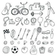 Hand drawn sport icon set Fitness and N2
