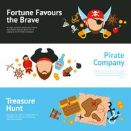 Pirate concept flat banners set N2