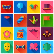 Celebration festive background with carnival flat icons and objects N10