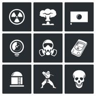 Atomic Energy of Japan icons Vector Illustration