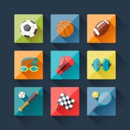 Sport icons set in flat design style