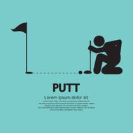 Golfer Lines Up Putt Symbol Vector Illustration