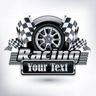 Racing emblem on white &amp; text