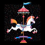 Greeting card with vintage carousel horse N2