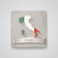 Icon of Italy map with flag Vector illustration