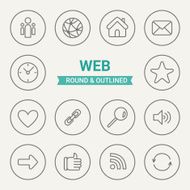 Set of round and outlined web icons