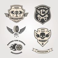 Grand prix racing motorclub emblems set isolated vector illustration