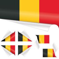 Belgian Flags behind Curled Paper