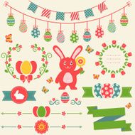 Happy Easter! Retro design elements Vector set N2
