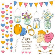 Set of wedding decoration elements