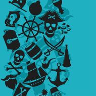 Seamless pattern on pirate theme with objects and elements N2