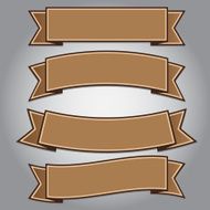 Vintage brown ribbon banners