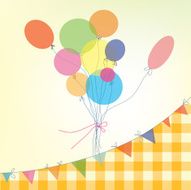 Holiday background with balloons bunting flags and plaid pattern N2