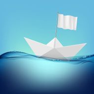 paper boat with a white flag