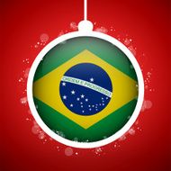 Merry Christmas Red Ball with Flag Brazil