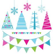 Abstract xmas trees and design elements isolated on white N2