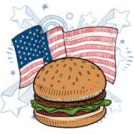 Patriotic American Hamburger sketch N2