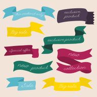 Set of design sale discount styled banners ribbons