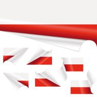 Polish Flags behind Curled Paper