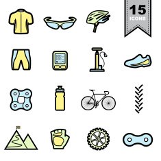 Bicycle Line icons set