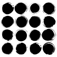 Set of Big black grunge silhouette circle on white background N2