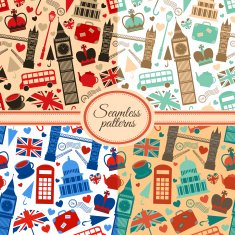 Collection of seamless patterns with London