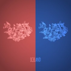 Low Poly Iceland Map with National Colors