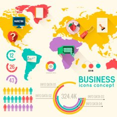 Business flat infographic world template with text fields Vector Illustration N3