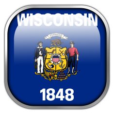 Wisconsin State Flag square glossy button
