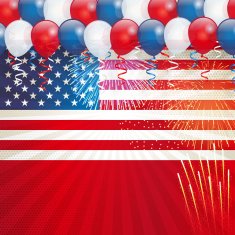 Independence Day background USA flag and balloons N3