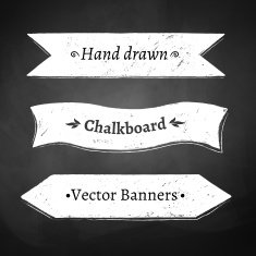 Chalkboard drawing of ribbon banners