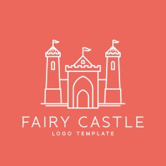 Abstract Fairy Tale Castle Line Style Vector Logo Template