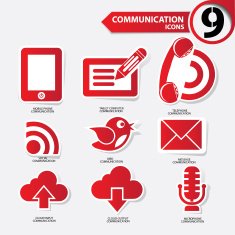 Communication icons Red version vector