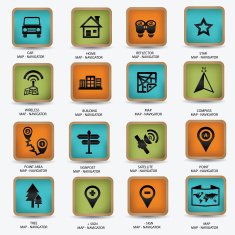 Map and navigator icons vector
