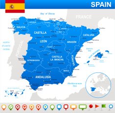 Spain - map flag and navigation icons illustration N2