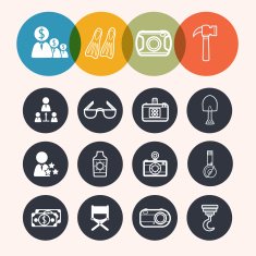 collection Circle Series icons Business Tourism camera construc N2
