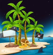 Pirate island with an empty signboard