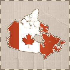 Canda retro flag map on brown cardboard