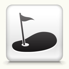 Square Button with Golf Hole Flag