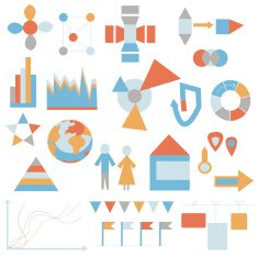 Flat icons set - infographic data