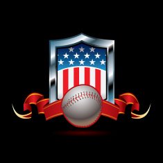 Baseball emblem with red stripe