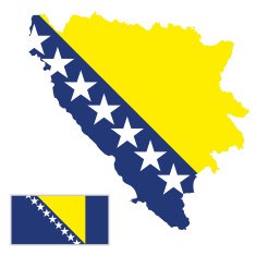 Bosnia and Herzegovina map & flag