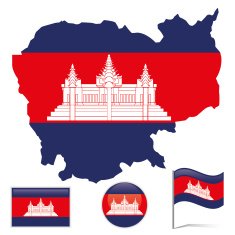 Cambodia map & flag