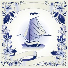 Antique Delft blue banner template