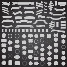 set of ribbons and frame badge label Vector templates N2