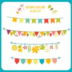 Autumn garland and flags set
