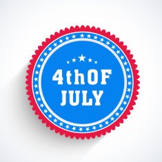 Sticker or label design with stylish text 4th of July