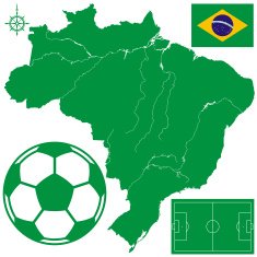 Soccerball on map of Brazil