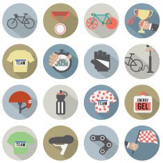 Set of Flat Design Bicycle and Accessories Icons