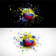 ecuador flag with soccer ball dash on colorful background